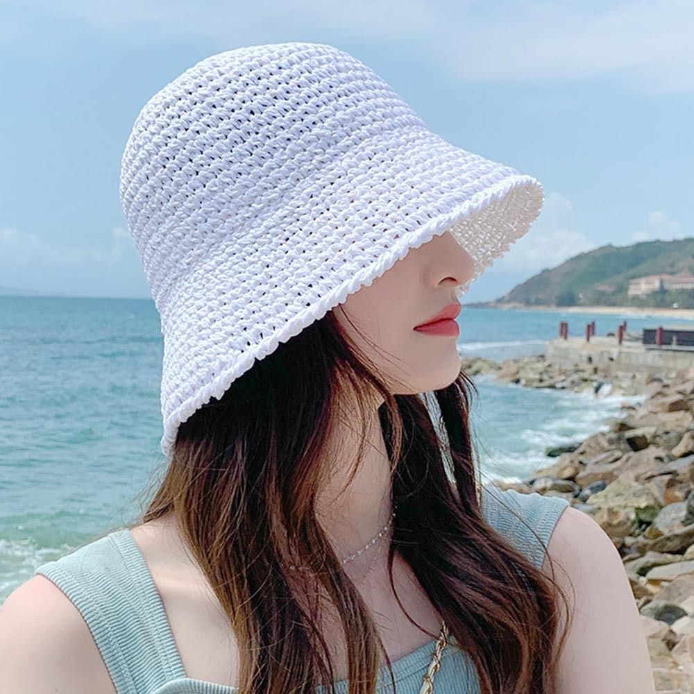 Beaira New Summer Women Sun Hat Casual Fashion Bowtie Fisherman Hat Straw Hat with Bow Ribbon Travel Beach Hat