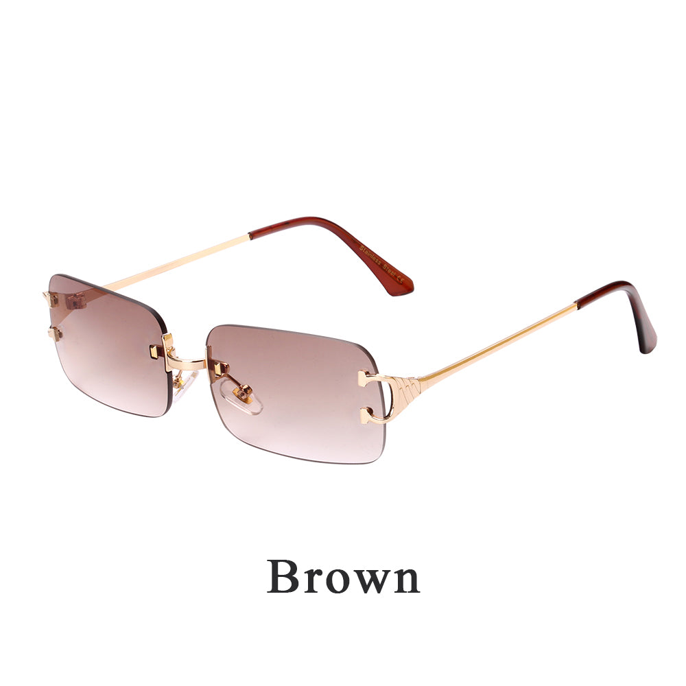 Beaira rimless sunglasses UV400 fashion square metal glasses for men women designer man's brand sun shades for outdoor