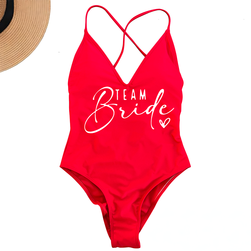 Beaira Pink Gold Print One Piece Swimsuit Team Bride Love Sexy Bathing Suit Padded Swimwear Women Bikini Bachelor Party Swim Beachwear