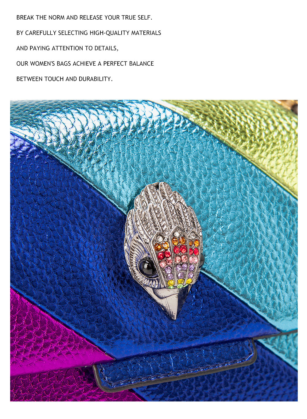 Beaira New Trendy Rainbow Women's Bag with Chain Crossbody Bag and Eagle Head Shoulder Bag