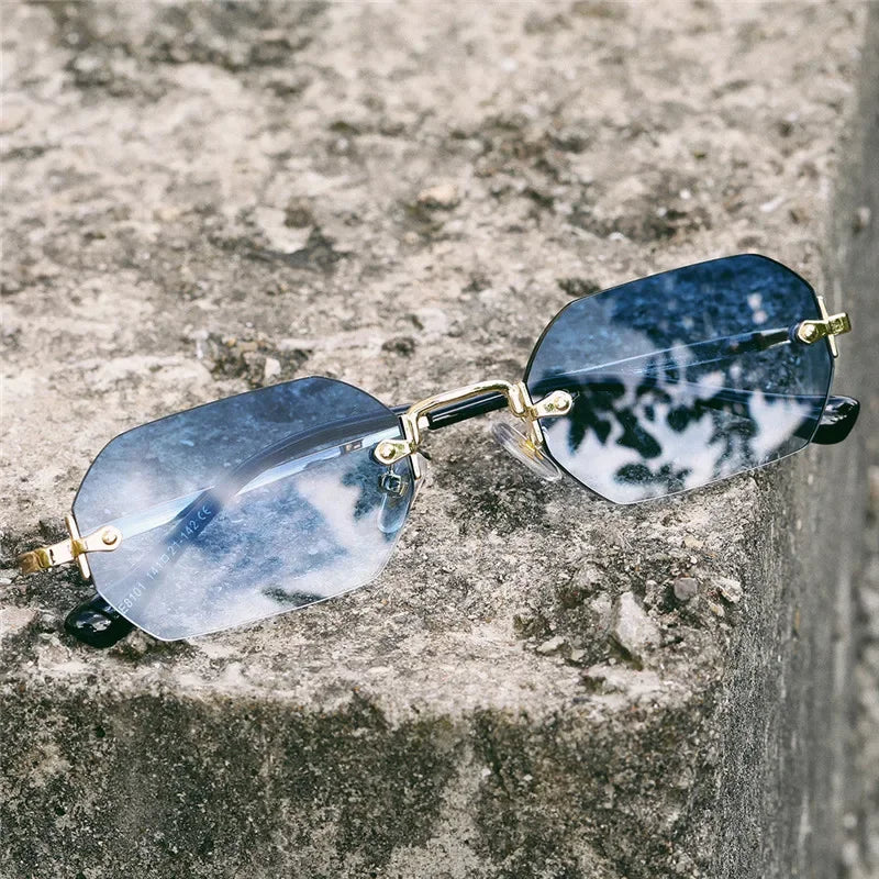 Beaira Vintage Rimless Polygon Sunglasses Women Men Luxury Brand Designer Popular Travel Small Frame Sun Glasses Ladies