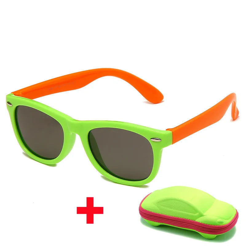 Beaira Baby Silicone Sunglasses with Glasses Box Boys Girls Outdoor Goggles Sun Glasses AC Lens Safety Glasses and Cases Gift for Kids