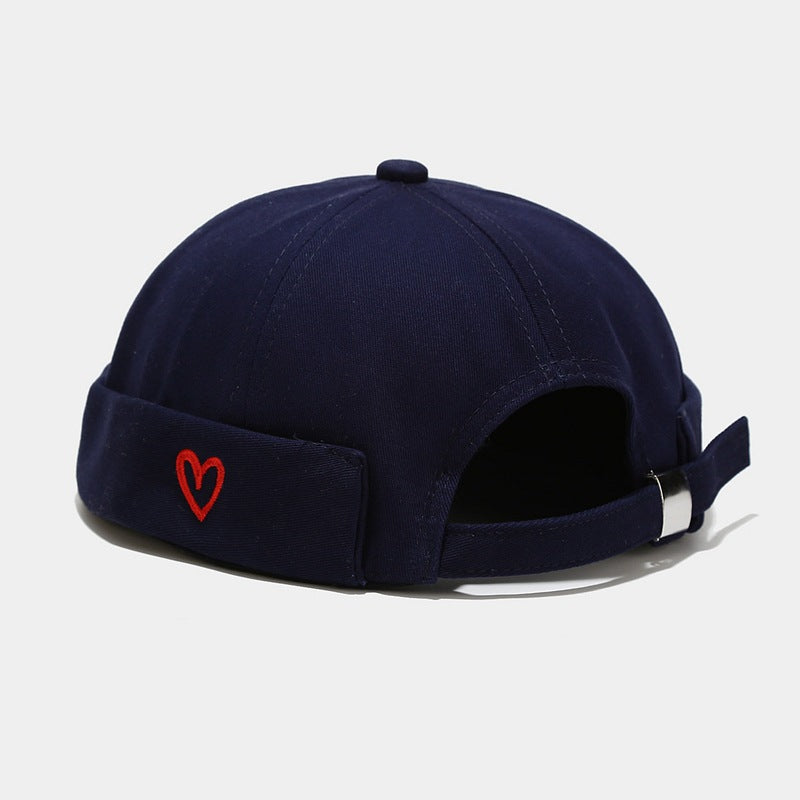 Beaira INS Literary Style Heart Love Label Docker Cap Vintage Brimless Hat Skullies Cap Beanie Hats Landlord Sailor Cap Men and Women