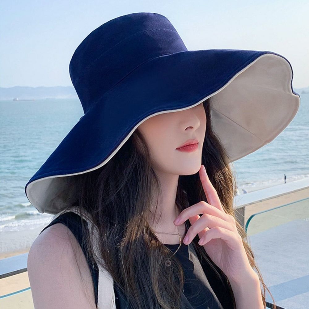 Beaira Anti-UV Big Brim Sunscreen Hats Caps Fisherman Cap Double-sided Foldable Bucket Hat for Women Girls Summer Sun Hat Visor