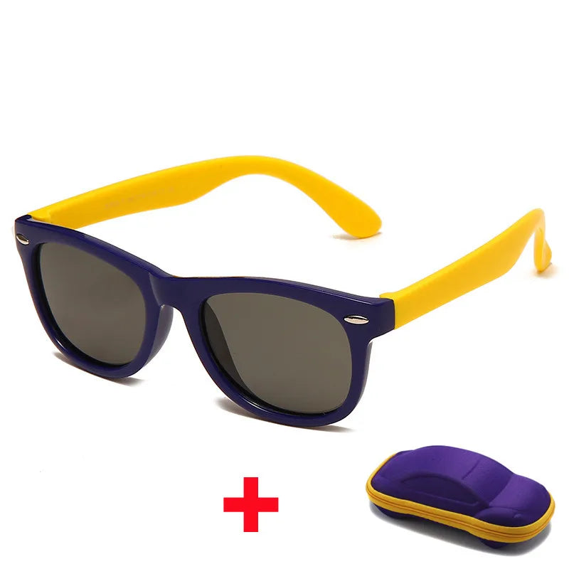 Beaira Baby Silicone Sunglasses with Glasses Box Boys Girls Outdoor Goggles Sun Glasses AC Lens Safety Glasses and Cases Gift for Kids