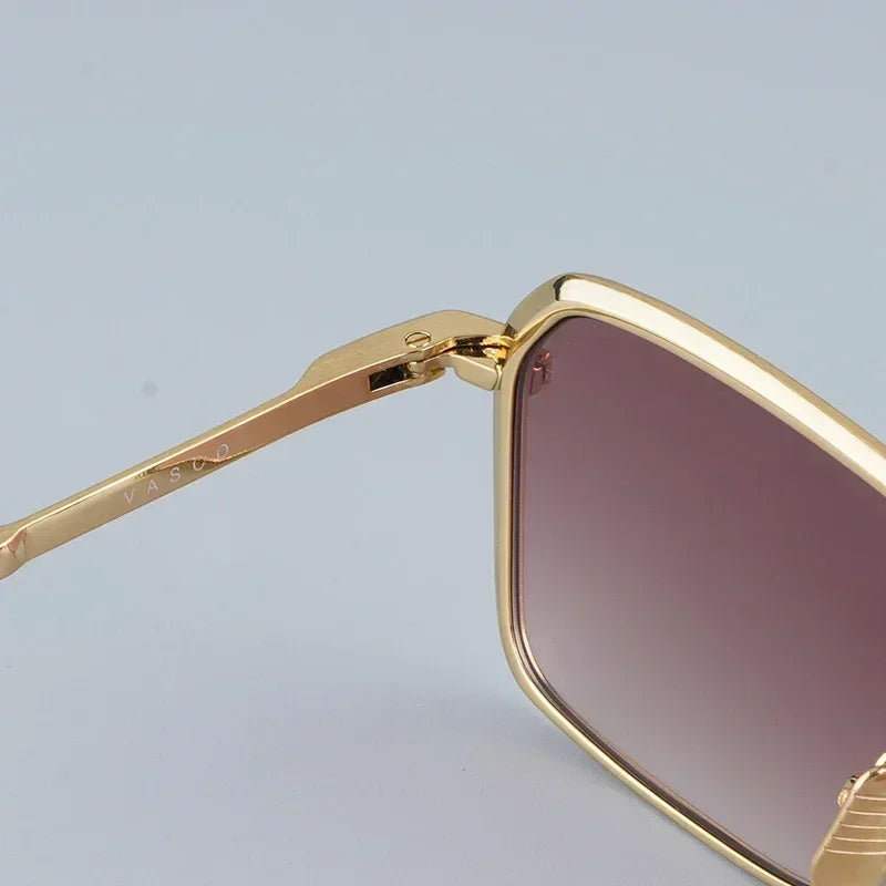Beaira Classical Square Alloy Sunglasses Male Gradient Red Designer Japan Style Handmade Acetate Arm Eyeglasses UV400 Lenses
