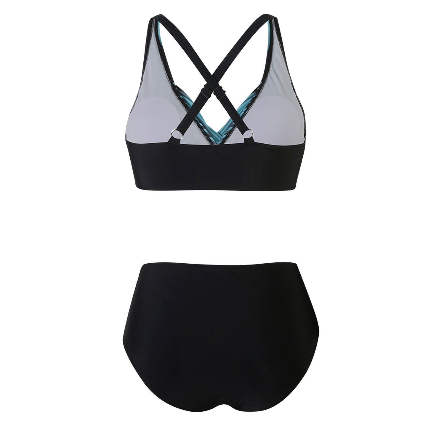 Beaira High Waist Woman Swimsuit Side Lace-Ups Push Up Ruched Two Piece Size Bikini Basic Sexy Color Block Swimwears