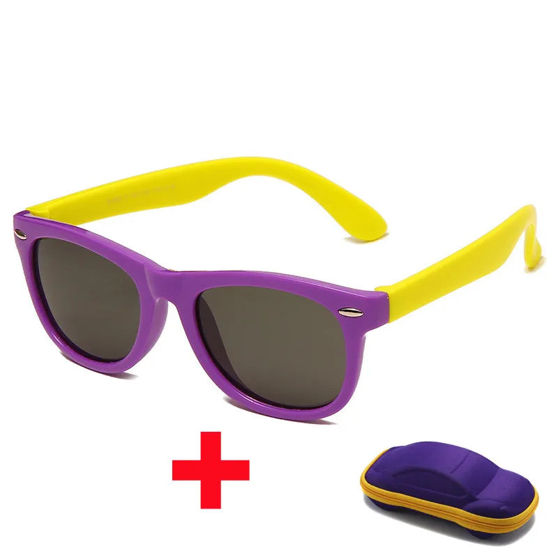 Beaira Baby Silicone Sunglasses with Glasses Box Boys Girls Outdoor Goggles Sun Glasses AC Lens Safety Glasses and Cases Gift for Kids