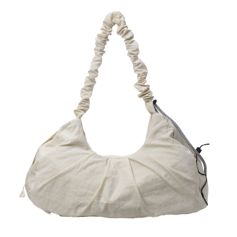 Beaira Foldable Lightweight Cloud Bag, Lazy Style Large Capacity Dumpling Bag, Solid Color Custom Embroidery Commuting Crossbody Bag