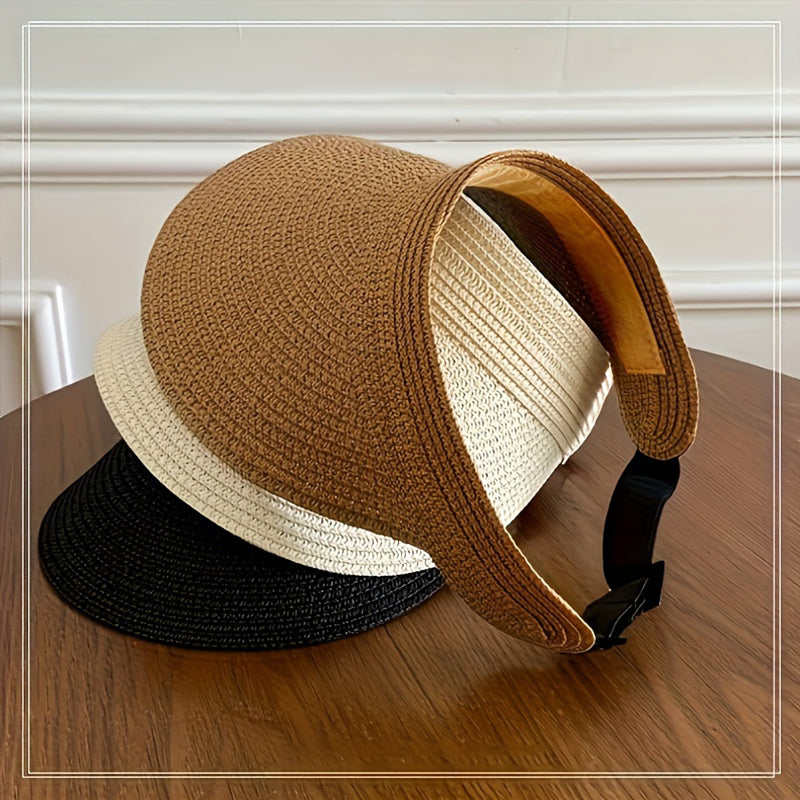 Beaira New spring sun hat for women's outdoor travel sun hat with large eaves and foldable roof beach straw hat