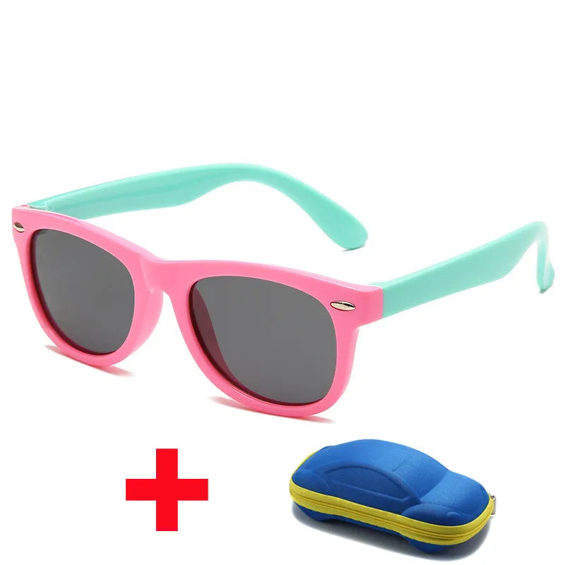 Beaira Baby Silicone Sunglasses with Glasses Box Boys Girls Outdoor Goggles Sun Glasses AC Lens Safety Glasses and Cases Gift for Kids