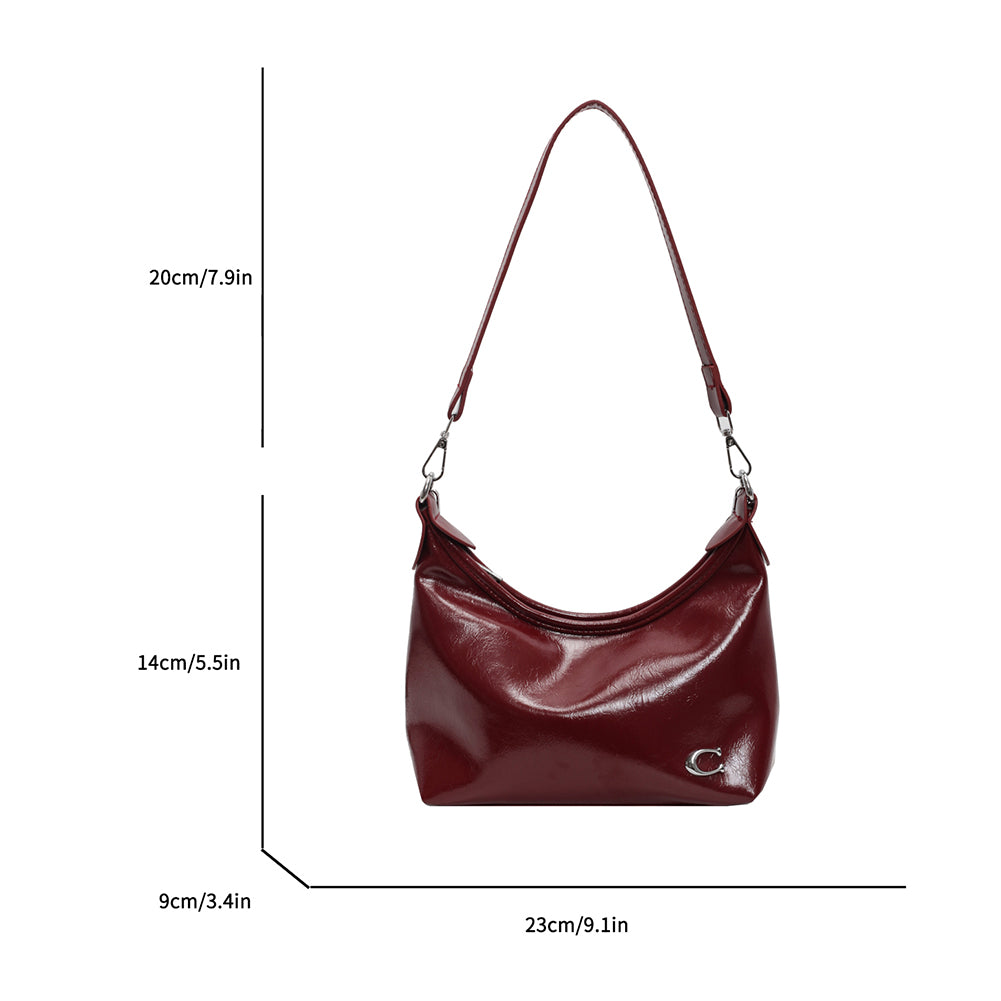 Beaira Women PU Casual Tote Handbag Large Capacity Chain Sling Bag Zipper Closure Elegant Underarm Bag Multi-pockets Simple Satchel Bag