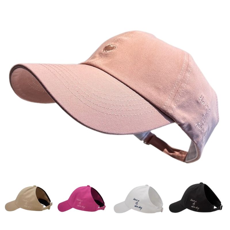 Beaira Children Girls Ponytail Baseball Caps Sun Hats Baseball Caps Adjustable Solid Color Love Heart Designs Peaked Caps Hat