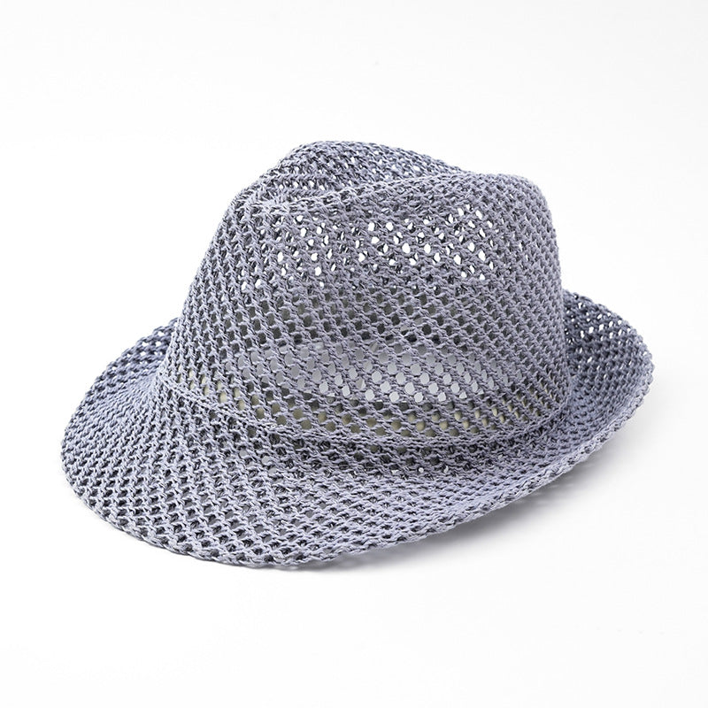 Beaira Unisex Summer Panama Hat Breathable Mesh Design Cotton-Polyester Material Compact Brim 58cm Head Circumference Jazz Cap