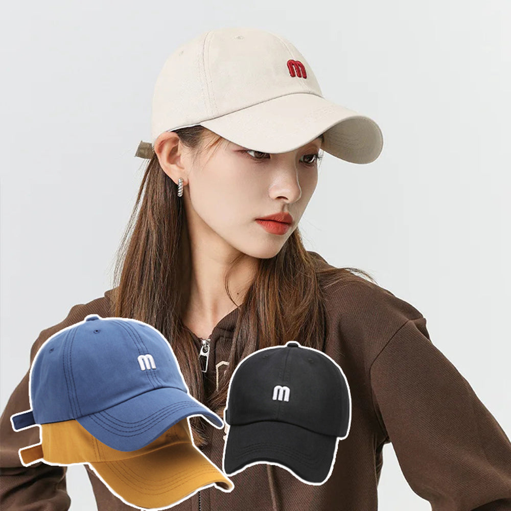 Beaira Unisex Letter m Embroidery Baseball Cap Men Women Soft Cotton Snapback Hats Sun Visors Hat Casual Hip Hop Dad Hat Casquette