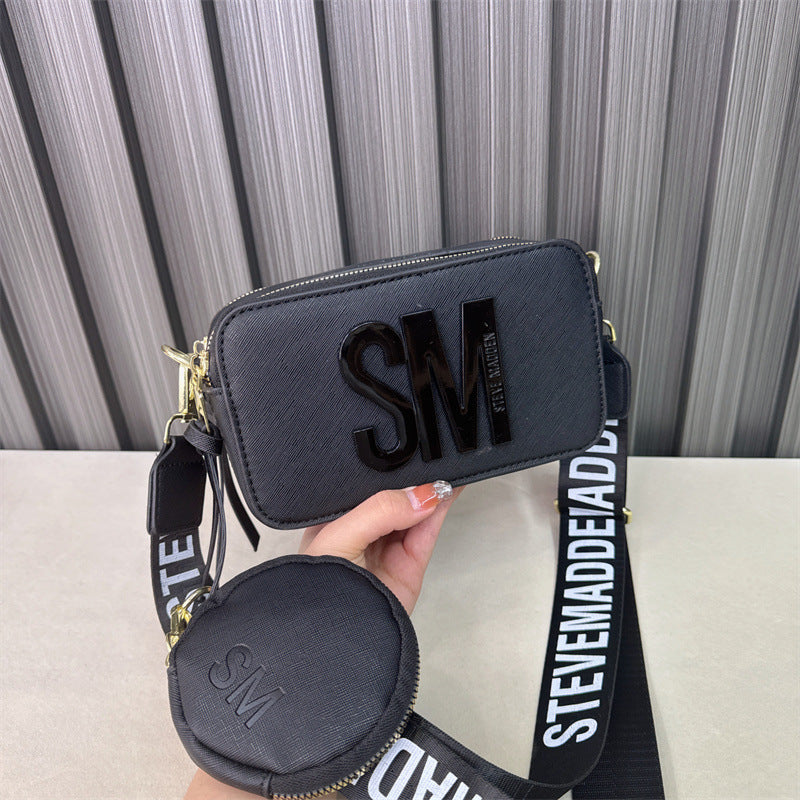 Beaira Spring/Summer New Fashion Camera Bag with Wide Shoulder Strap Lettering Small Square Bag Crossbody Bag