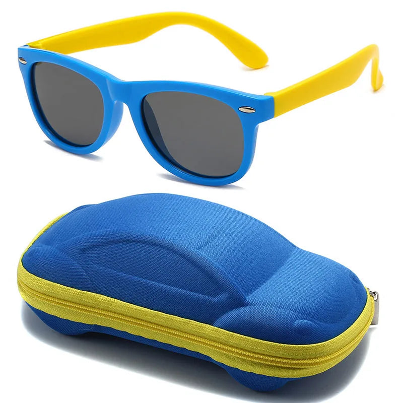 Beaira Baby Silicone Sunglasses with Glasses Box Boys Girls Outdoor Goggles Sun Glasses AC Lens Safety Glasses and Cases Gift for Kids