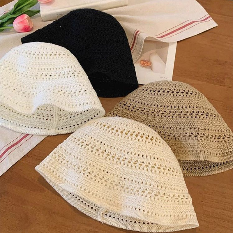 Beaira Summer Fashion Wide Brim Bucket Hat For Women Hollow Out Breathable Crochet Sun Hat Outdoor Casual Versatile Wear Panama Hat