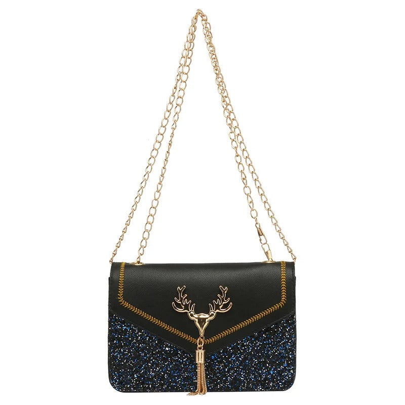 Beaira Fashion Women Shoulder Bag Deer Head Decoration Messenger Bags PU Leather Button Underarm Luxury Chain Lady Small Square Handbag