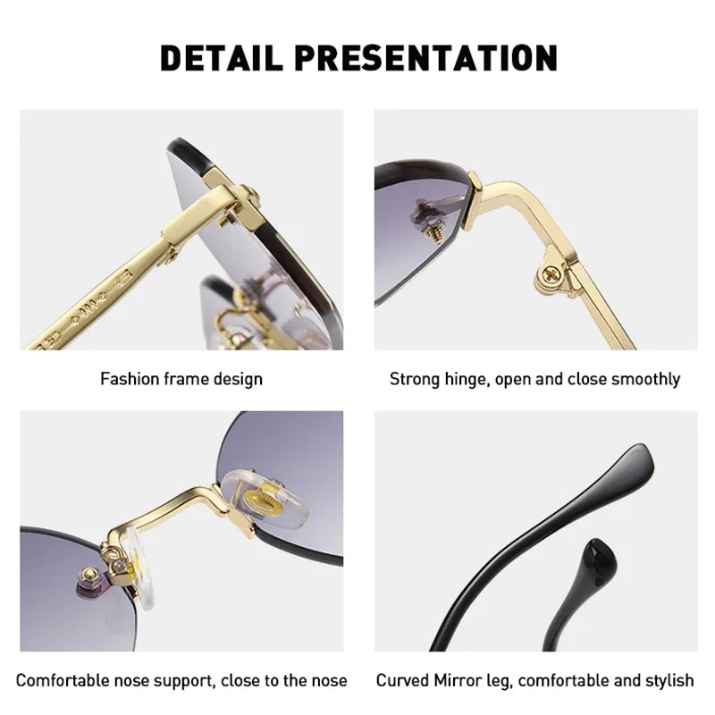 Beaira Vintage Rimless Polygon Sunglasses Women Men Luxury Brand Designer Popular Travel Small Frame Sun Glasses Ladies