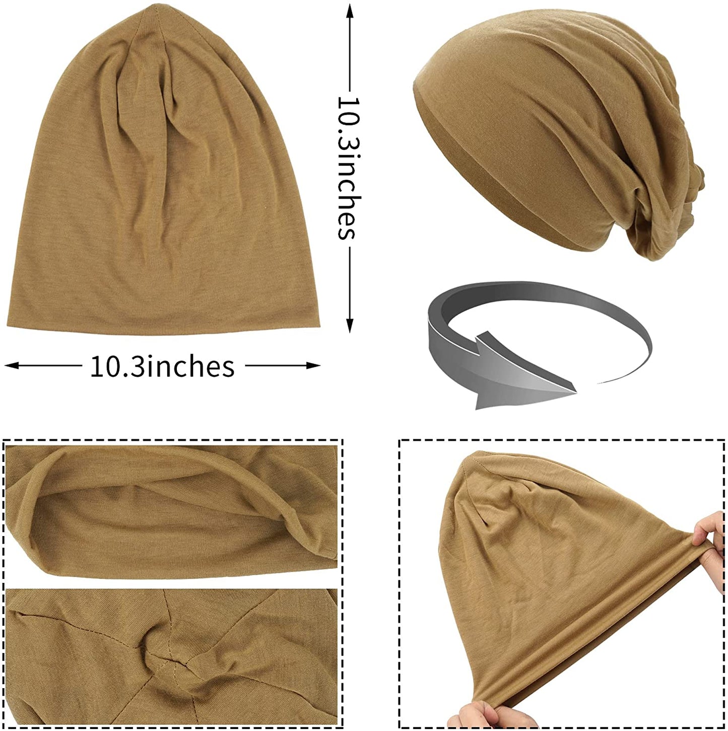 Beaira 1Pack Solid Color Unisex Men Women Slouchy Beanie Hip-Hop Soft Cotton Cap Lightweight Running Beanie Adult Dwarf Hat
