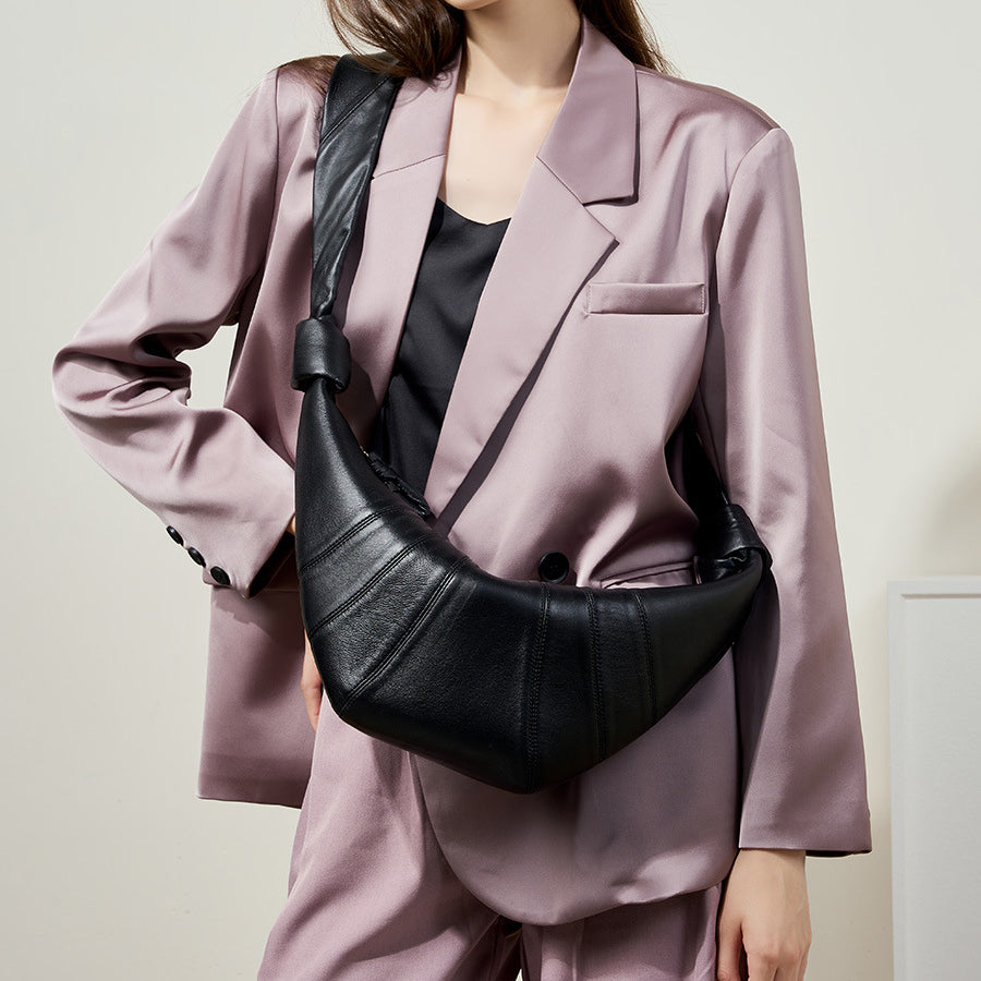 Beaira New Retro sheepskin Dumpling French Croissant Fashion Horn Bag chest bag Trendy Niche Net Handheld Women Large capacity