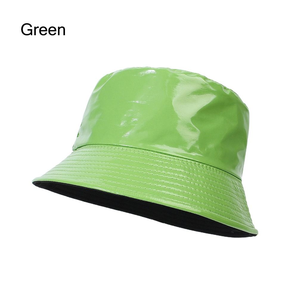 Beaira Faux Leather Bucket Hat Women Reversible PU Leather Sun Hat Fashion Autumn Waterproof Fisherman Hat Reversible Sun Bucket Hat