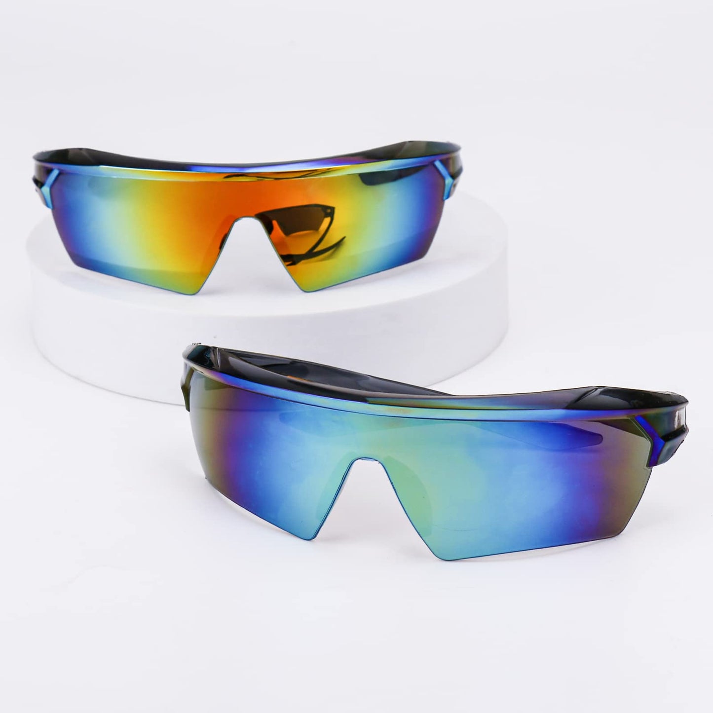 Beaira Women Sport Punk Sunglasses Wrap Around Y2K Sunglasses One Piece Frameless Eyewear Trendy 2000's Shades UV400 Men Glasses