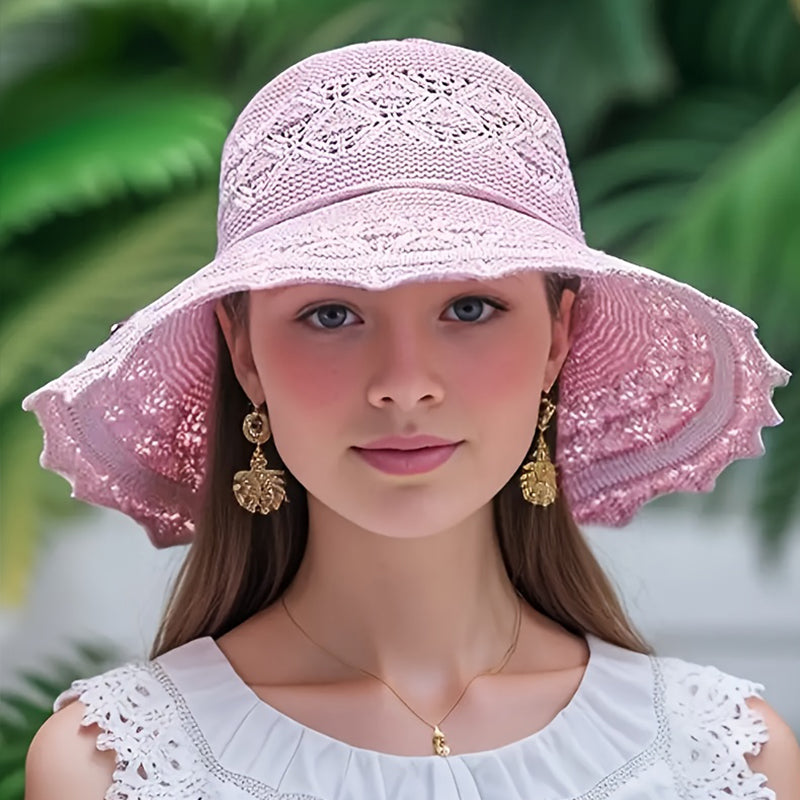 Beaira Korean version new straw hat summer sun hat sun protection wave sun hat beach cool hat women's hat