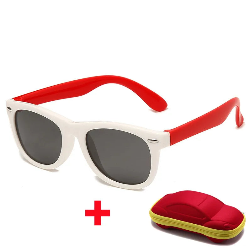 Beaira Baby Silicone Sunglasses with Glasses Box Boys Girls Outdoor Goggles Sun Glasses AC Lens Safety Glasses and Cases Gift for Kids