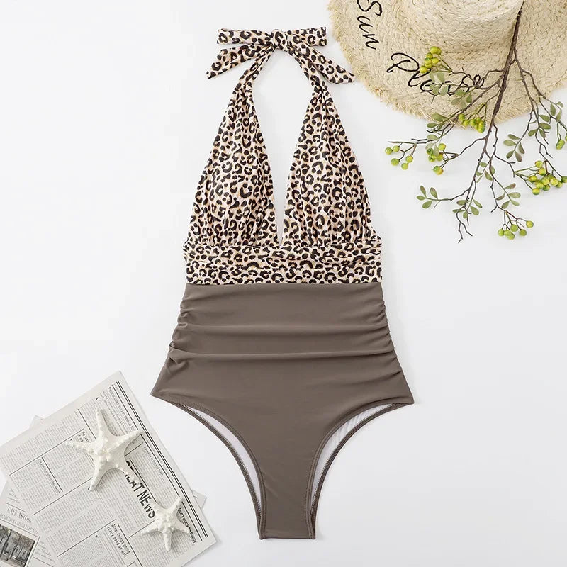 Beaira Fashion Printed One Piece Swimsuit Women Bathing Suit Sexy Bikinis Swimming Suits Ladies Beachwear Backless Lace Up Swimwear
