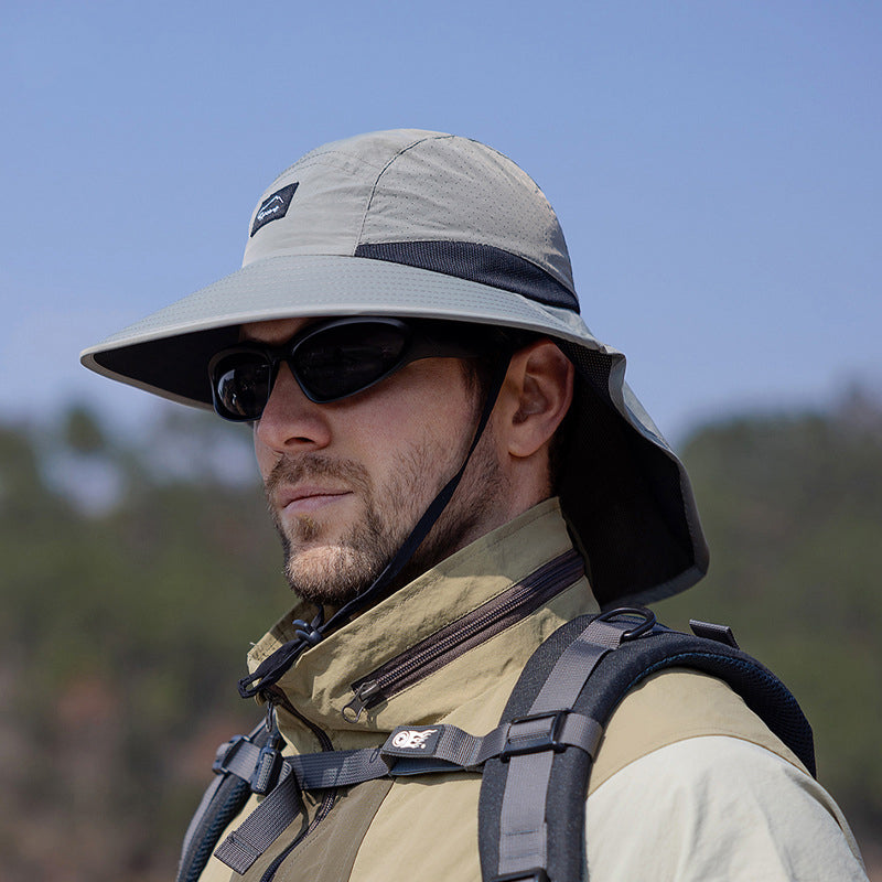 Beaira Summer Water-resistant Men's Fisherman Hats with Shawl Outdoor Hiking Fishing Breathable Wide Brim Bucket Hat Sun UV Protection