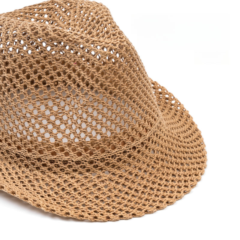 Beaira Unisex Summer Panama Hat Breathable Mesh Design Cotton-Polyester Material Compact Brim 58cm Head Circumference Jazz Cap