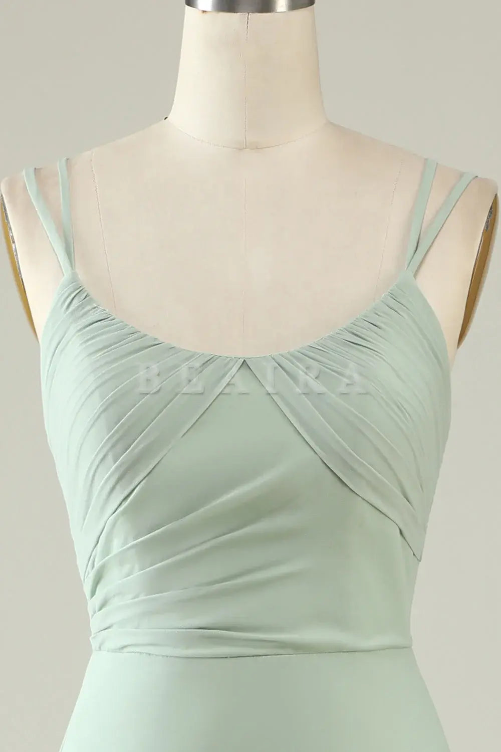 Beaira Sage Green Mermaid Draped Spaghetti Straps Chiffon Bridesmaid Dress Bridesmaid dress shop