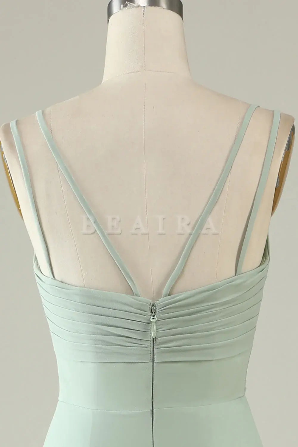Beaira Sage Green Mermaid Draped Spaghetti Straps Chiffon Bridesmaid Dress Bridesmaid dress shop