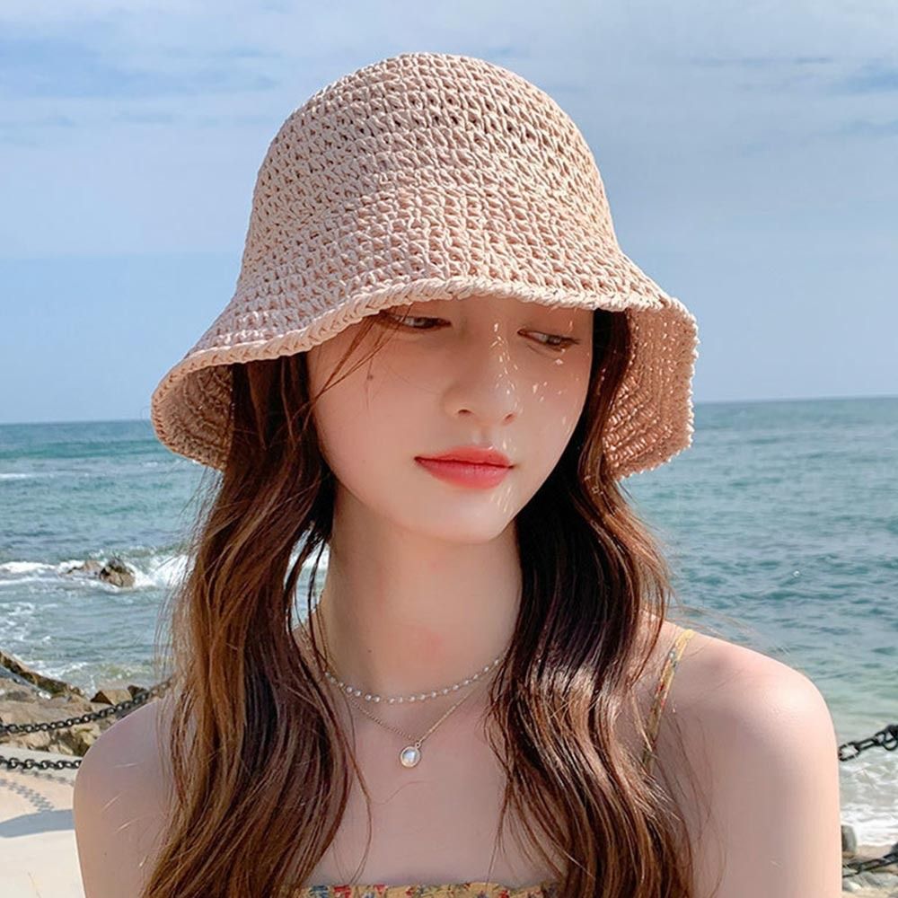 Beaira New Summer Women Sun Hat Casual Fashion Bowtie Fisherman Hat Straw Hat with Bow Ribbon Travel Beach Hat