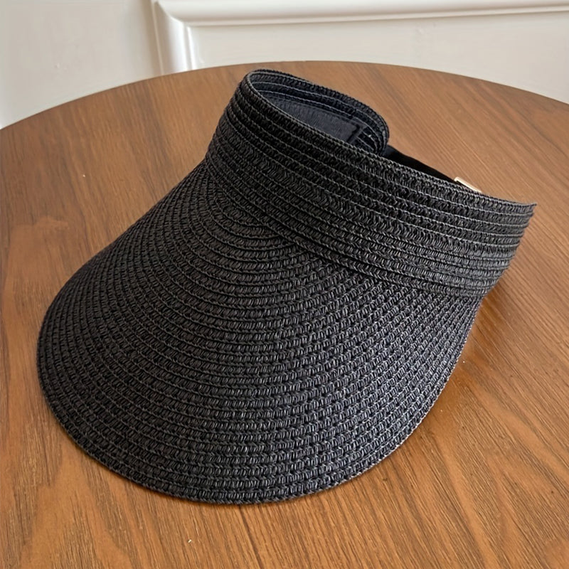 Beaira New spring sun hat for women's outdoor travel sun hat with large eaves and foldable roof beach straw hat