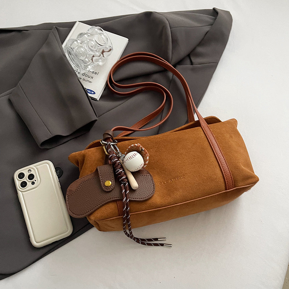 Beaira Women Suede Shoulder Bag Large Capacity Flap Underarm Bag Solid Retro Handbag Clutch Purse for Work Travel