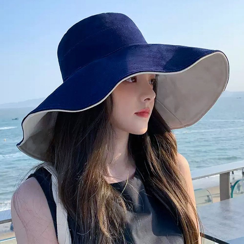 Beaira Anti-UV Big Brim Sunscreen Hats Caps Fisherman Cap Double-sided Foldable Bucket Hat for Women Girls Summer Sun Hat Visor