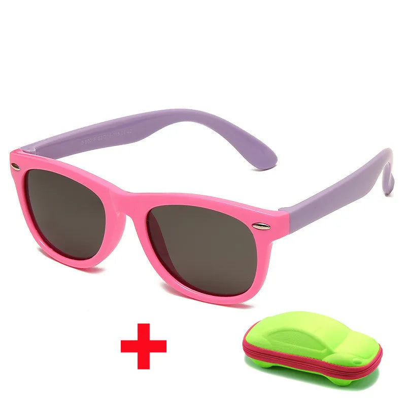 Beaira Baby Silicone Sunglasses with Glasses Box Boys Girls Outdoor Goggles Sun Glasses AC Lens Safety Glasses and Cases Gift for Kids