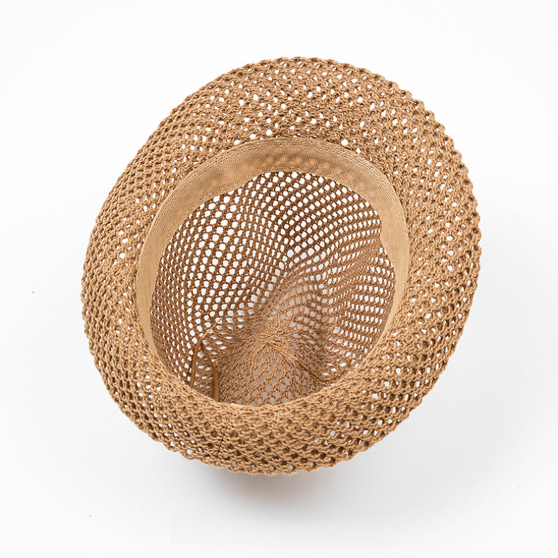 Beaira Unisex Summer Panama Hat Breathable Mesh Design Cotton-Polyester Material Compact Brim 58cm Head Circumference Jazz Cap