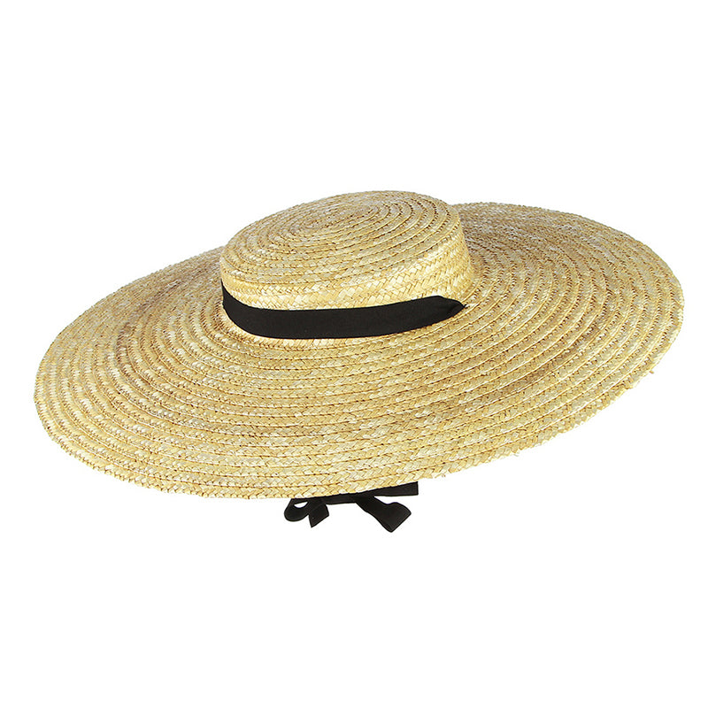 Beaira Wide Brim Straw Hat For Women Long Ribbon Ladies Beach Hat Summer Sun Visor Cap Flat Top Large Brim Tie Straw Straw Hat