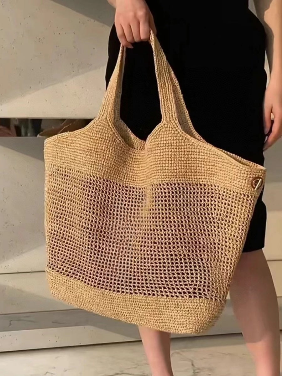 Beaira Casual Straw Tote Bag Designer Letters Large Capacity Women Handbags Handmade Woven Summer Beach Bag Commuter Shopping Purses
