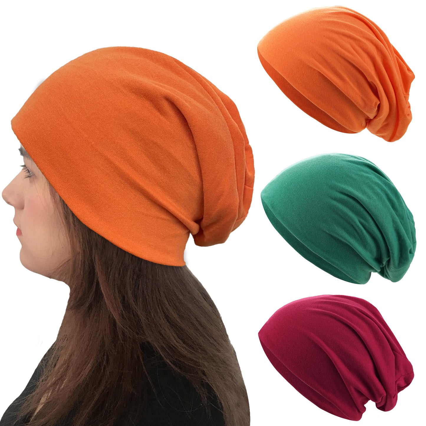 Beaira 1Pack Solid Color Unisex Men Women Slouchy Beanie Hip-Hop Soft Cotton Cap Lightweight Running Beanie Adult Dwarf Hat
