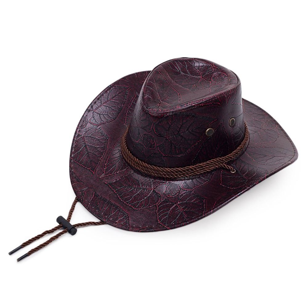 Beaira Leather Cowboy Hat Fashion Western Jazz Sun Visors Outdoor Summer Sun Hats Large Grassland Visors Men Women
