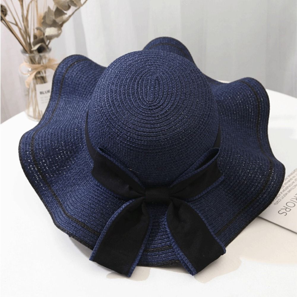 Beaira New Summer Women Sun Hat Casual Fashion Bowtie Fisherman Hat Straw Hat with Bow Ribbon Travel Beach Hat