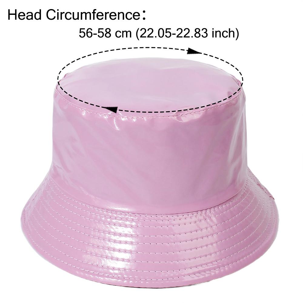 Beaira Faux Leather Bucket Hat Women Reversible PU Leather Sun Hat Fashion Autumn Waterproof Fisherman Hat Reversible Sun Bucket Hat