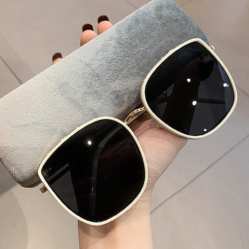 Beaira new white concave shape sunglasses big frame big face square sunglasses for women