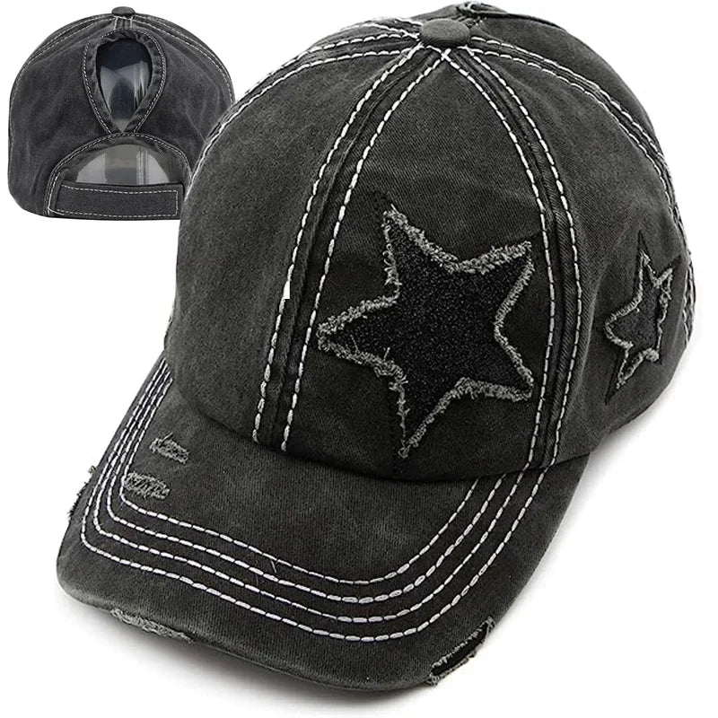 Beaira Retro Y2K Star Washed Denim Hole star Baseball cap Snapback Hats Autumn Summer fishing Hat Men Women Caps Casquette hats Gorras