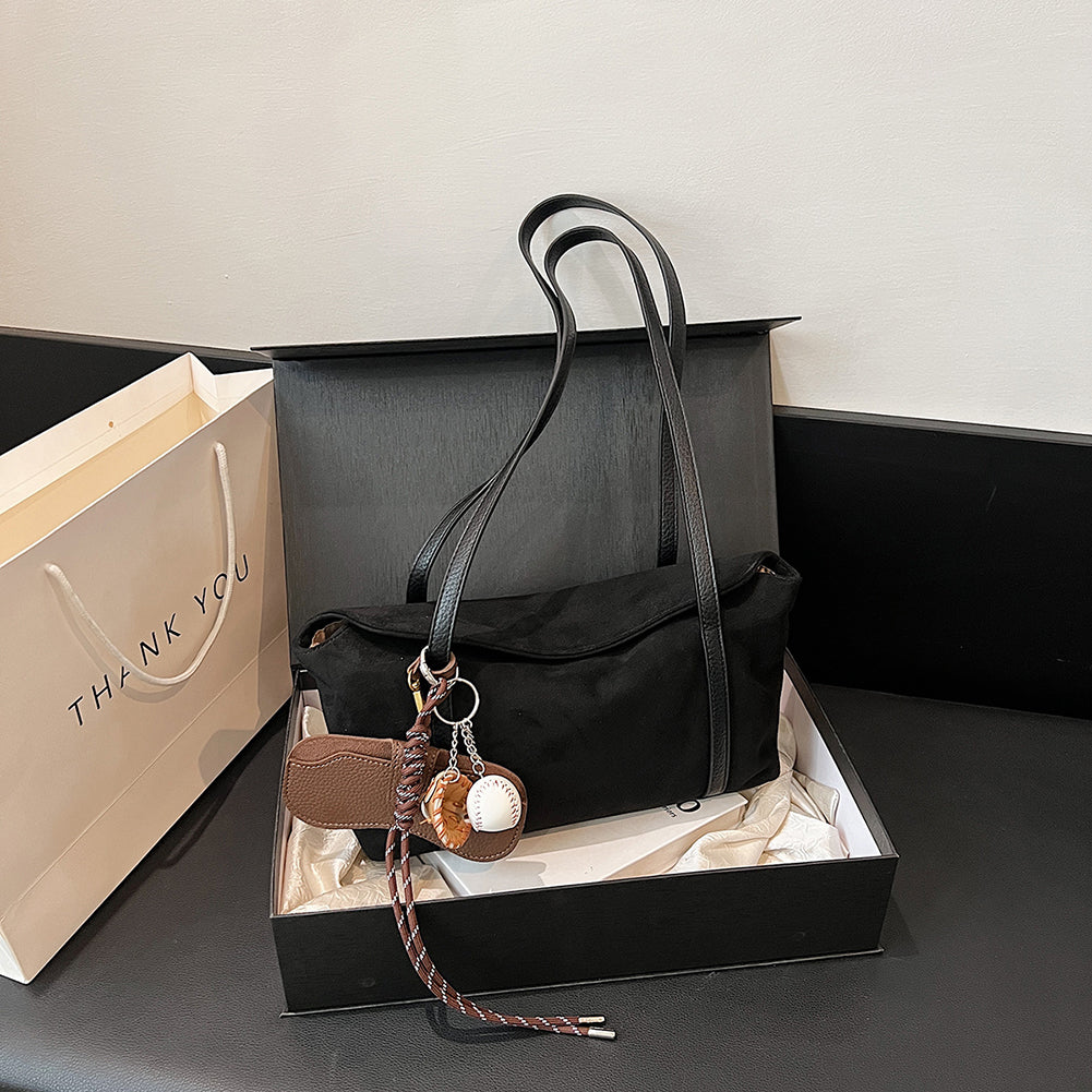 Beaira Women Suede Shoulder Bag Large Capacity Flap Underarm Bag Solid Retro Handbag Clutch Purse for Work Travel